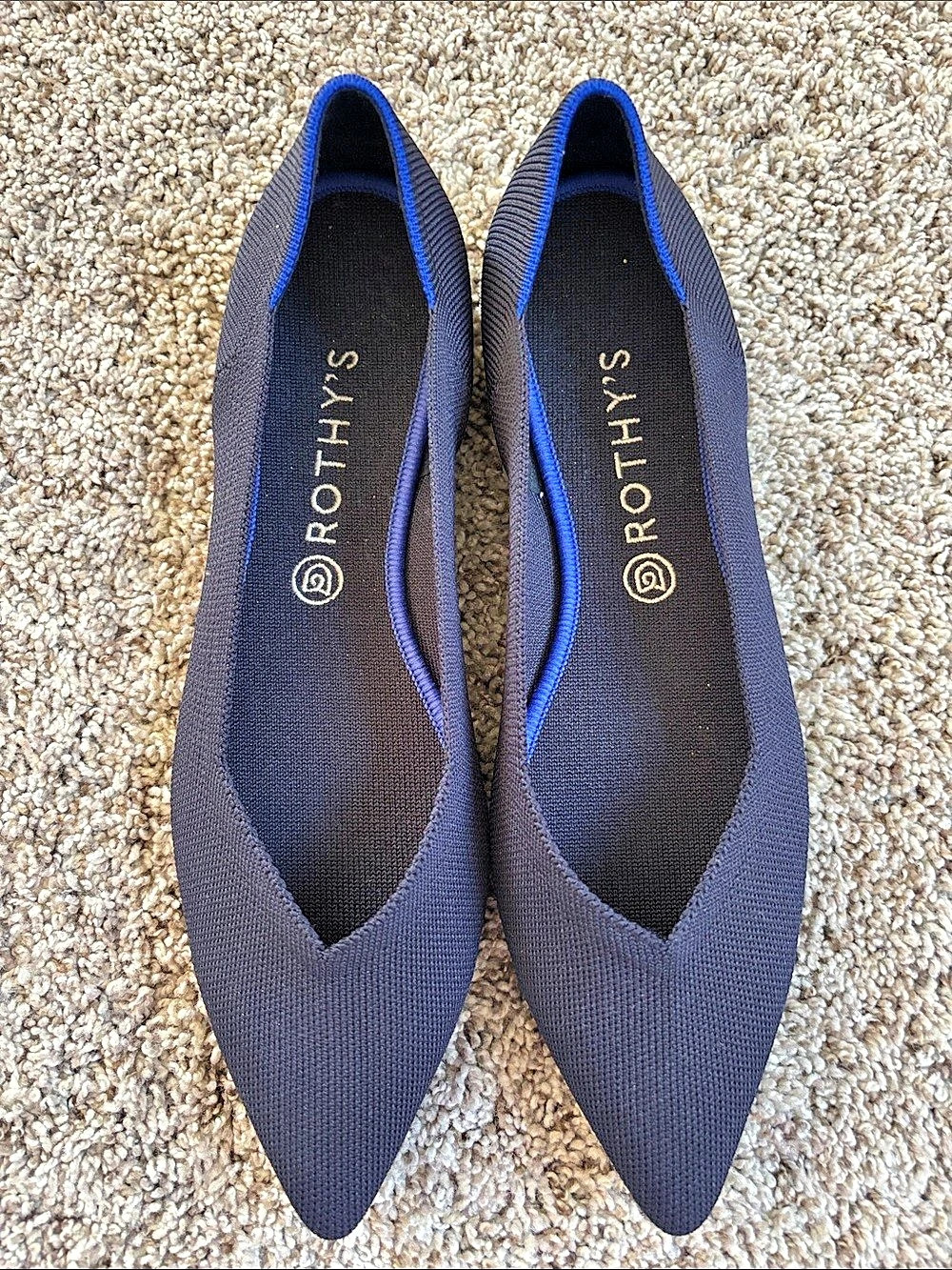 Rothy's The Point Pointed-Toe Flats in Blue US 12.5